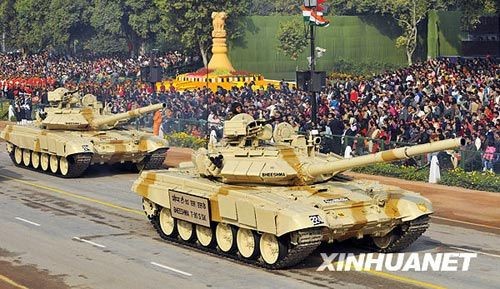 Xe tăng chiến đấu T-90 của Lục quân Ấn Độ.